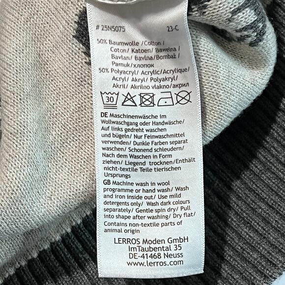 Lerros XL Reindeer Knit Sweater Gray Crewneck Winter Holiday Nordic Pullover - Picture 5 of 11